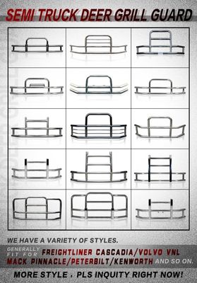 Fábrica Dongsui de estilo clásico Semi Truck Bumper Deer Guards para Freightliner Cascadia Volvo Internacional Prostar Kenworth Peterbilt Mack Pinnacle